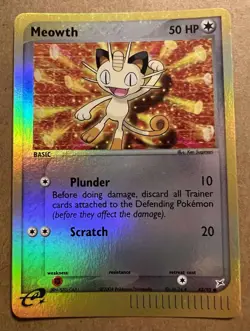 POKEMON EX TEAM MAGMA VS TEAM AQUA MEOWTH REVERSE HOLO CARD 42/95 LP - Image 1