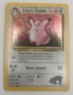 Pokemon Erika's Clefable Holo Rare Gym Heroes 3/132 70 HP Stage 1 2000 Card - Image 2