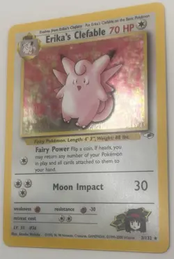 Pokemon Erika's Clefable Holo Rare Gym Heroes 3/132 70 HP Stage 1 2000 Card - Image 3