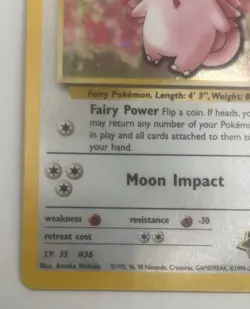 Pokemon Erika's Clefable Holo Rare Gym Heroes 3/132 70 HP Stage 1 2000 Card - Image 5