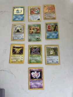 Pokemon Holo Card Lot Base HP Dmg Vintage 10 Holo Cards Gym Jungle Base Fossil - Image 1