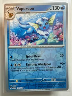 POKEMON 151 ENGLISH REVERSE HOLO VAPOREON 134/165 MEW EN - Image 1