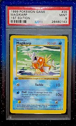 PSA 9 Mint Magikarp Base Set 1st Edition Shadowless #35 Pokemon 1999 🐟 - Image 1