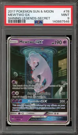 Pokemon Mewtwo GX Shining Legends Secret Rare #78 PSA 9 Mint - Image 1