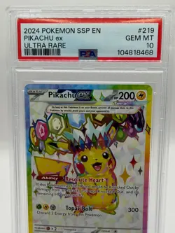 2024 POKEMON SSP EN-SURGING SPARKS ULTRA RARE #219 PIKACHU EX PSA 10 - Image 2