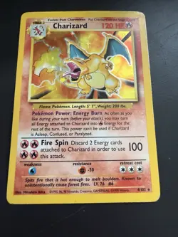 1999 Pokemon Base Set Charizard 4/102 Holo Unlimited HP Crease – Vintage WOTC - Image 1