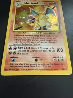 1999 Pokemon Base Set Charizard 4/102 Holo Unlimited HP Crease – Vintage WOTC - Image 3