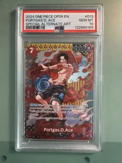 2024 One Piece OP08 Special Alternate Art #013 Portgas D. Ace PSA 10 GEM MINT - Image 1