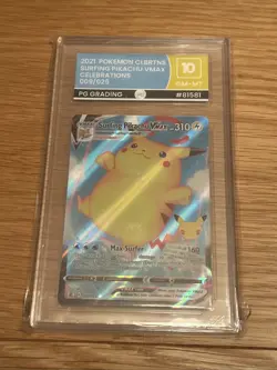 2021 Surfing Pikachu Vmax Pokemon Card Pg Grading 10 25th Anniversary 009/025 - Image 1