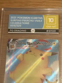 2021 Surfing Pikachu Vmax Pokemon Card Pg Grading 10 25th Anniversary 009/025 - Image 3