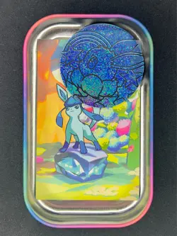 Glaceon Prismatic Evolutions Mini Tin - Opened (NO PACKS) w/ Art Card + Coin - Image 2
