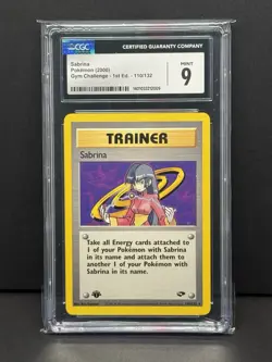 CGC Mint 9 Sabrina 110/132 1st Edition Gym Challenge Vintage Pokemon Card PSA 10 - Image 1