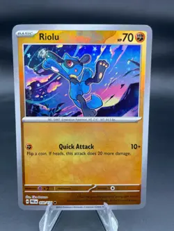 Pokemon TCG Prismatic Evolutions Riolu Card 050/131 Master Ball Reverse Holo - Image 1