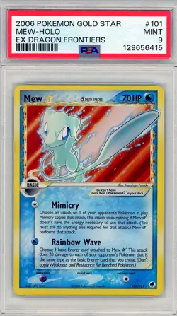 2006 Pokemon Gold Star Ex Dragon Frontiers Mew Holo #101 PSA 9 Mint - Image 1