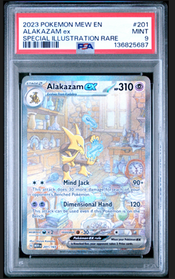 2023 POKEMON MEW EN-151 SPECIAL ILLUSTRATION RARE #201 ALAKAZAM EX PSA 9 - Image 1