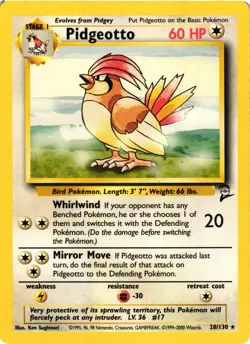 Pokemon TCG Pidgeotto 28/130 Base Set 2 Regular Rare VLP - Image 1