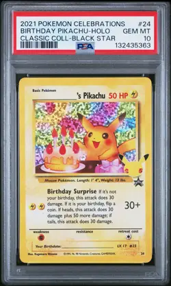 2021 POKEMON CELEBRATIONS CLASSIC COLL #24 BIRTHDAY PIKACHU-HOLO PSA 10 - Image 1