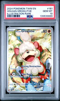 2024 POKEMON TWM EN-TWILIGHT MASQUERADE #181 HISUIAN GROWLITHE PSA 10 - Image 1