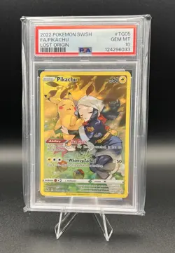 2022 Pokemon Lost Origin FA/Pikachu TG05/TG30 Full Art PSA 10 - Image 1
