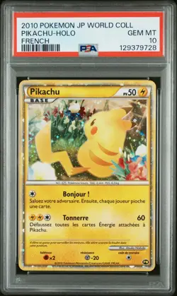 2010 POKEMON JPN WORLD COLL FRENCH PIKACHU-HOLO PSA 10 - Image 1