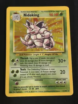 Pokemon TCG Nidoking Base Set Holo Unlimited Holo Rare Card 11/102 LP - Image 1