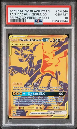 Pokemon Card Pikachu & Zekrom Gx Sm248 Premium Collection PSA 10 - Image 1