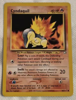 Cyndaquil - Neo Genesis Set - 56/111 - Common - Pokemon Card - Unlimited LP-NM - Image 1