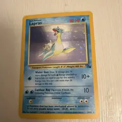 Pokemon TCG Lapras Fossil Holo Unlimited Rare Card 10/62 - Image 1