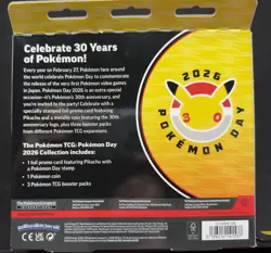 Pokemon TCG Day 2026 30th Anniversary Box Promo Pikachu Stamp 3 Booster Packs - Image 2