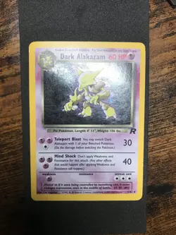Dark Alakazam 1/82 Holo Rare Unlimited Team Rocket Pokemon w/ Swirl - MP - Image 1