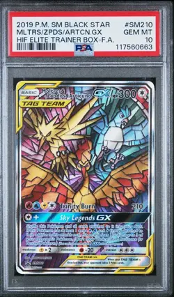 2019 Pokemon Moltres & Zapdos & Articuno GX SM Black Star Promo #SM210 PSA 10 - Image 1