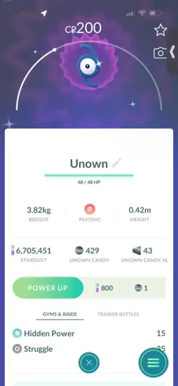 Pokemon Go Shiny Unown Z - Image 1