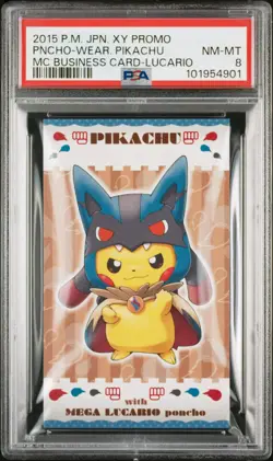 PSA 8 2015 Pokemon Poncho Pikachu Mega Lucario Japanese Business Card XY Promo - Image 3