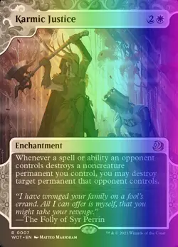 MTG Karmic Justice (7/103) Wilds of Eldraine Enchanting Tales LP FOIL - Image 1