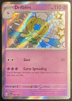 Drifblim 156/091 Shiny Holo Rare Pokemon TCG S&V Paldean Fates - NM - Free Ship - Image 1