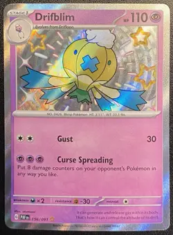 Drifblim 156/091 Shiny Holo Rare Pokemon TCG S&V Paldean Fates - NM - Free Ship - Image 2
