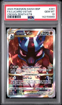 2023 Pokemon Swsh Black Star Promo Lucario VSTAR Fa Crown Zenith Etb PSA 10 #291 - Image 1