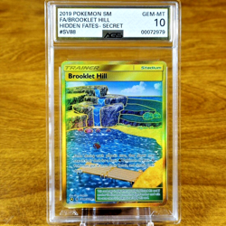 Pokemon Hidden Fates Trainer Stadium Brooklet Hill SV88/SV94 AGS Gem-MT 10 2019 - Image 1