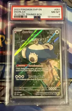PSA 8 SNORLAX #SVP51 SV: SCARLET & VIOLET 151 BLACK STAR PROMO 2023 POKEMON TCG - Image 1