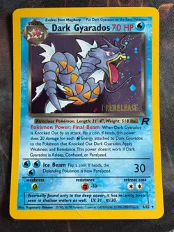 Pokemon TCG Dark Gyarados 8/82 Team Rocket Prerelease Holo Rare MP - Image 1