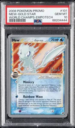 2008 POKEMON WORLD CHAMPIONSHIPS PROMO EMPOTECH #101 MEW-GOLD STAR PSA 10 - Image 1