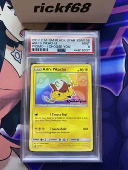 Pokemon PSA 9 Black Star Promo Ash’s Pikachu SM108 *READ DESCRIPTION* - Image 1