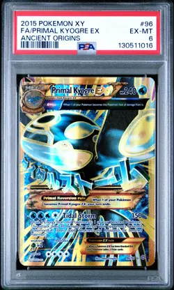 2015 POKEMON XY ANCIENT ORIGINS #96 FULL ART/PRIMAL KYOGRE EX PSA 6 - Image 1