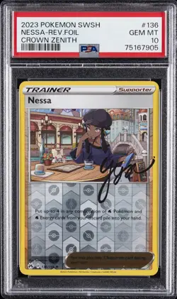 2023 POKEMON SWORD & SHIELD CROWN ZENITH #136 NESSA-REVERSE FOIL PSA 10 - Image 1