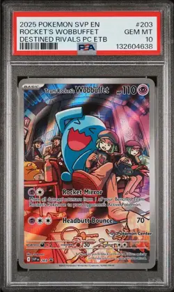 PSA 10 - POKEMON CENTER SVP EN BLACK STAR PROMO 203 ROCKET'S WOBBUFFET | PC ETB - Image 1
