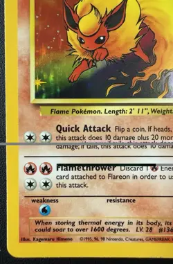 Pokemon Flareon Holo Rare Jungle Unlimited Edition 3/64 - Image 4