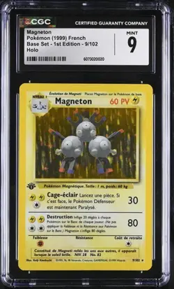 1999 Pokemon French Base Set 1st Edition Magneton #9 Holo CGC 9 - Image 1