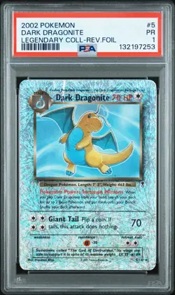 2002 POKEMON LEGENDARY COLLECTION #5 DARK DRAGONITE-REVERSE FOIL PSA 1 - Image 1