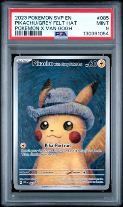 2023 POKEMON SVP EN-SV BLACK STAR PROMO #085 PIKACHU WITH GREY FELT HAT PSA 9 - Image 1