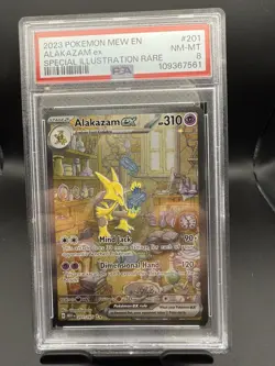 Alakazam ex 201/165 PSA 8 NM-MT Secret Rare Holo Scarlet & Violet 151 Pokemon TC - Image 1